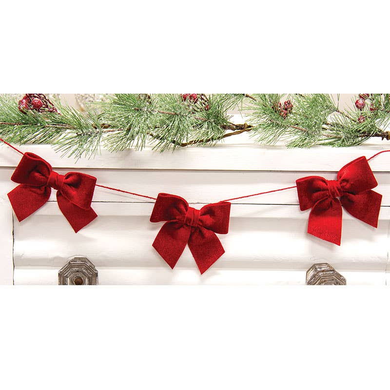 Red Velvet Bow Garland - 4 Ft.