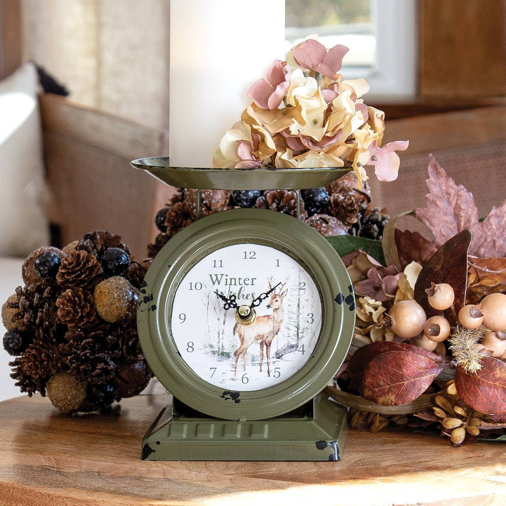 Winter Wishes Woodland Deer Scale Clock