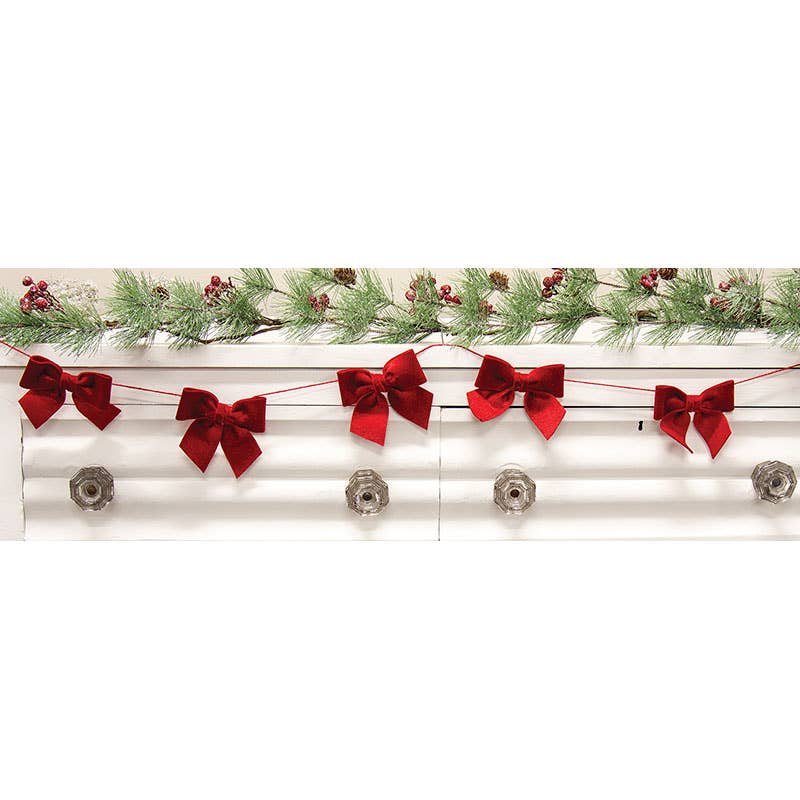 Red Velvet Bow Garland - 4 Ft.