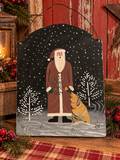 Primitive Hand-Painted Santa Metal Wall Hanging
