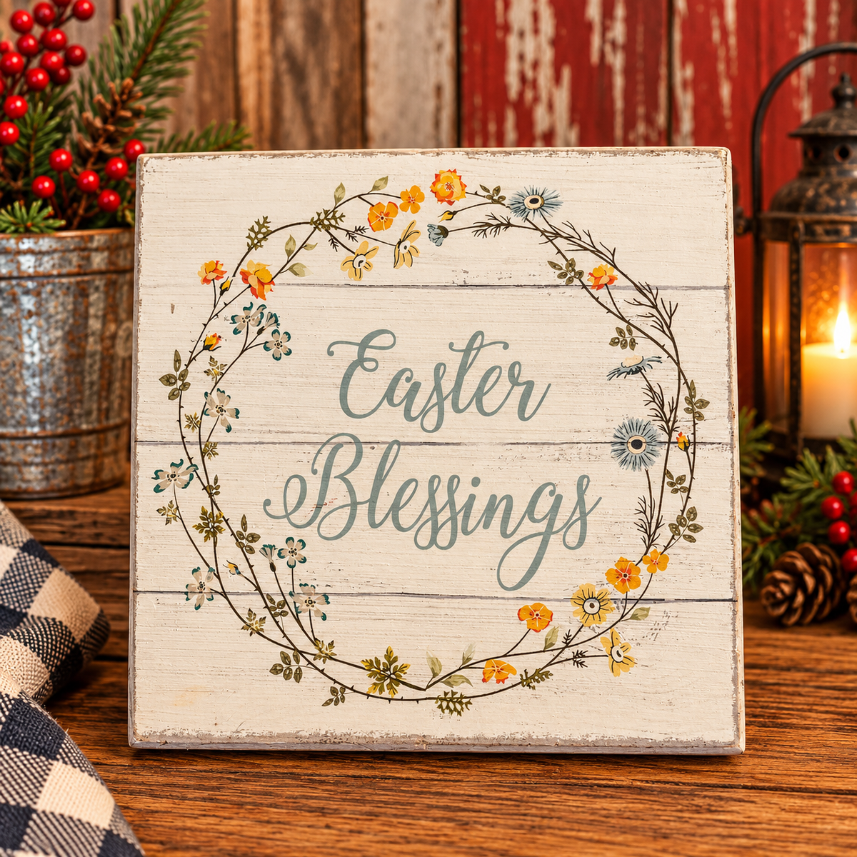 Rustic Easter Blessings sign