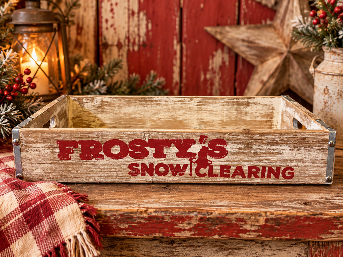 Frosty's Snow Clearing Rustic Wooden Tray