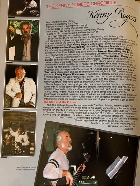 1982 Kenny Rogers tour program