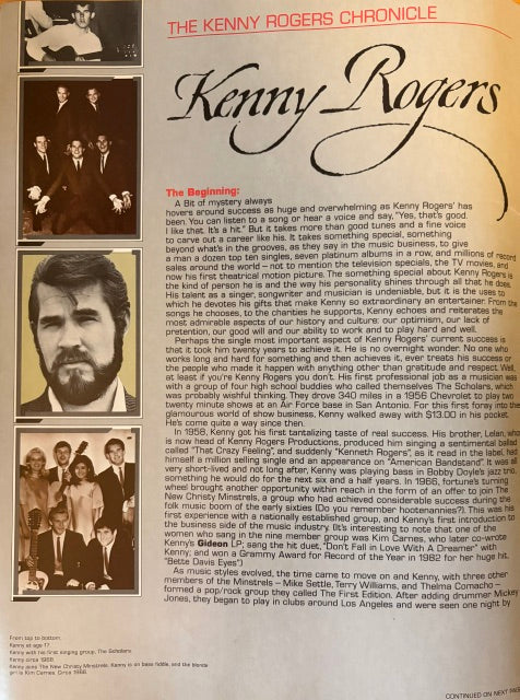 1982 Kenny Rogers tour program