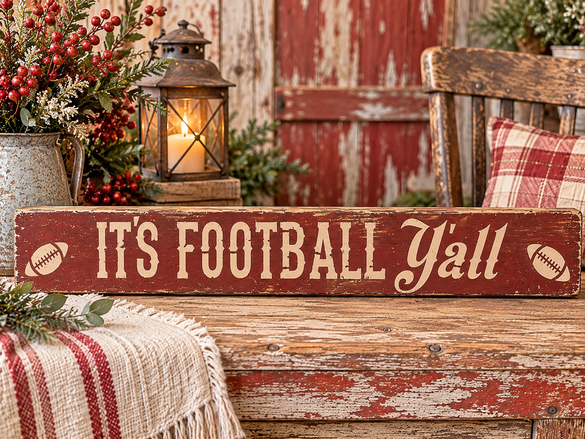 It's Football Y'all-Rustic Wooden Sign