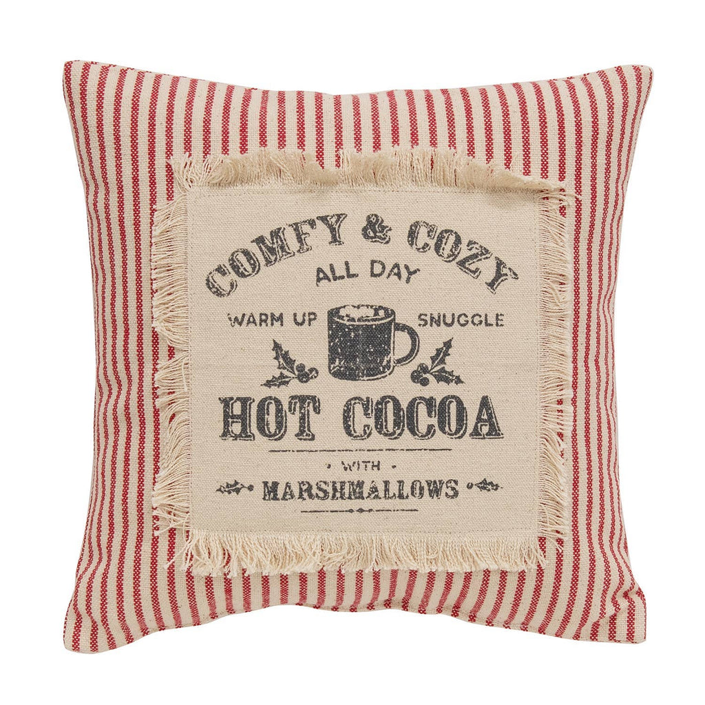 Comfy & Cozy All Day Red Ticking Stripe Pillow - 10" sq