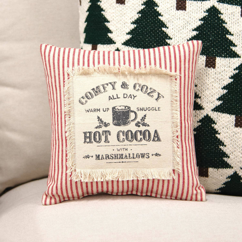 Comfy & Cozy All Day Red Ticking Stripe Pillow - 10" sq