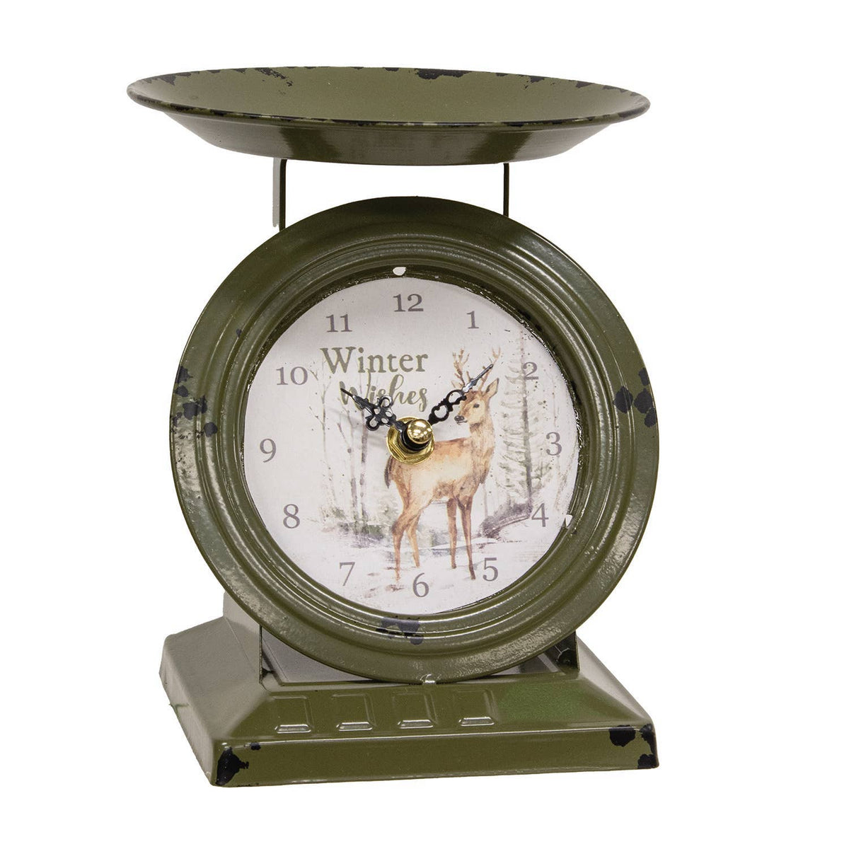 Winter Wishes Woodland Deer Scale Clock