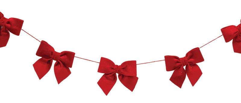 Red Velvet Bow Garland - 4 Ft.