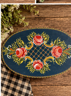 Vintage Hand-Painted Oval Box-One of a Kind