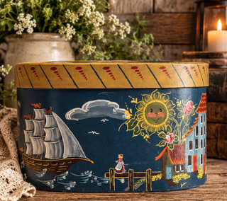Vintage Hand-Painted Oval Box-One of a Kind