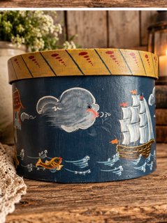 Vintage Hand-Painted Oval Box-One of a Kind